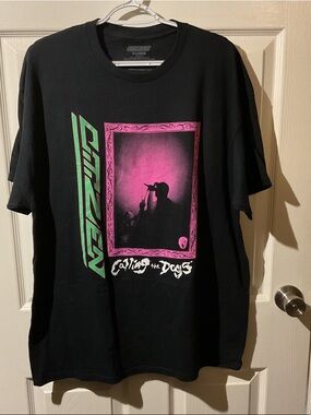 NWOT Citizen Black Short Sleeve Tour Tee with Pink and Green Graphic